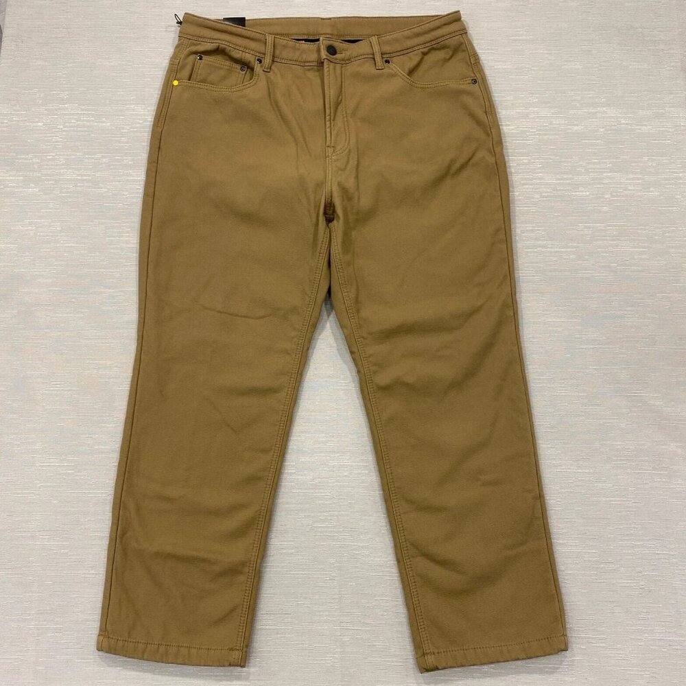CAT Caterpillar Work Pants Mens 40 x 30 Brown Canvas Fleece Lined Insulated